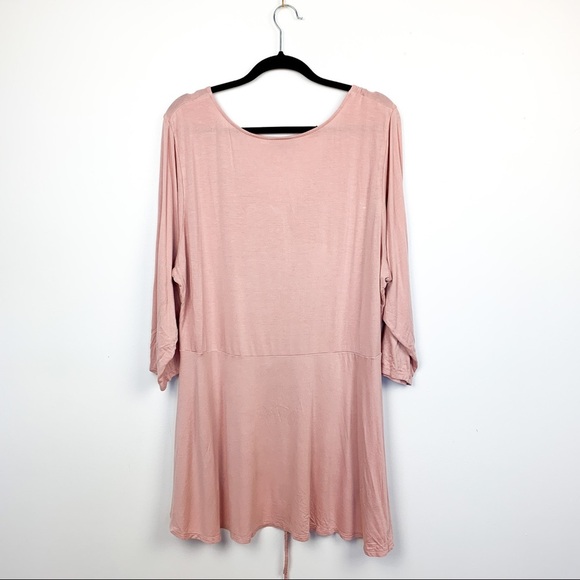 Pink Long Sleeve Top with Ruched Front & V-Neck - Picture 8 of 10